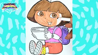 Let's Color In: Dora from Dora The Explorer - Learn Colors with Coloring Pages