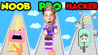 Can We Go NOOB vs PRO vs HACKER in Popsicle Stack!? (ALL LEVELS!) Prezley