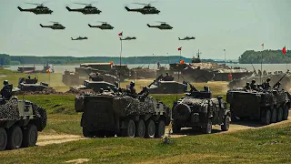 Hundreds of NATO Military Vehicles Rush to Cross a Secret River Near the Border