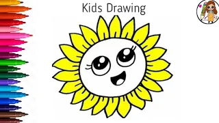 How to Draw a Cute Sunflower Drawing for kids and toddlers