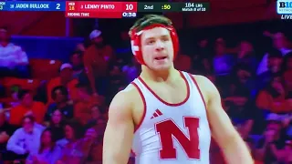 Lenny Pinto Nebraska Husker Wrestling vs Jaden Bullock Michigan 184 2/9/2024