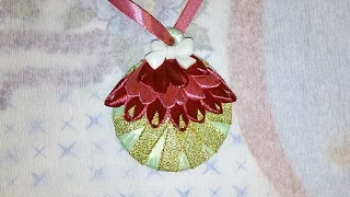 Новогодний шар канзаши. Елочные игрушки своими руками. // Christmas ball kanzashi.