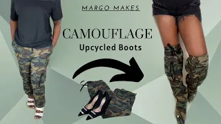 DIY BOOTS| LOUIS VUITTON CAMO INSPIRED BOOTS| SHOES UPCYCLE