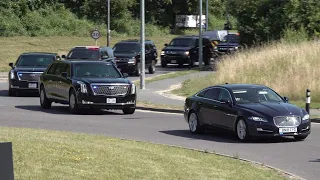 Double the motorcade for President Biden arrives in London 🇺🇸 🇬🇧