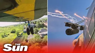 Ukrainian attack helicopter fires rockets at Russian target in combat footage