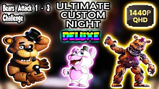 FNaF: Ultimate Custom Night Deluxe 100% Walkthrough Gameplay - Bears Attack 1 - 3 Challenge Complete