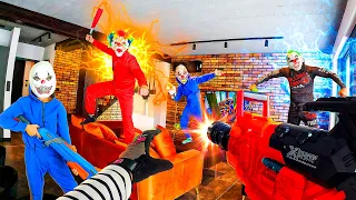 Nerf War / Nerf Killer Clown Attack (Nerf First Person Shooter)