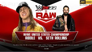 WWE 2K22 (PS5) - SETH ROLLINS vs RIDDLE | UNITED STATES CHAMPIONSHIP MATCH | 10/17/22 (4K 60FPS HDR)