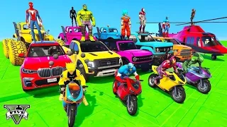 GTA V Epic New Stunt Race For Bike Racing Challenge By Trever and shark spider Man