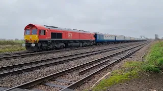 Trains at Hatfield Lane Crossing/Barnby Dun 30/12/22. With UK Railtours, AWKWARD WEEK ADVETURER.