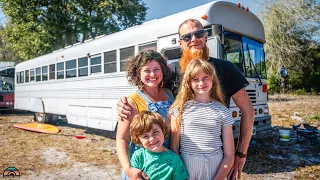 Living Debt Free in a Bus Home - Family's $15k House On Wheels