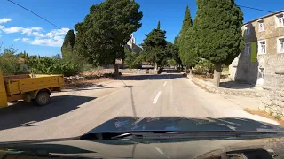 4K, Croatia, i. Hvar, part 1, drive from Sućuraj to Stari Grad. August 2020. Timelaps x2