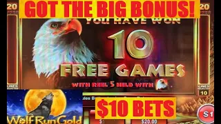 Got the big Bonus on Eagle Bucks with 5th reel wild! + Wolf Run Gold Slot play! Las Vegas Slots!