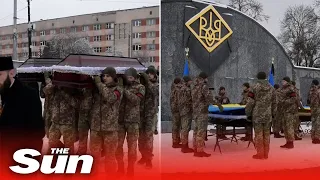 Joint funeral held for Ukrainian soldiers killed fighting Russians