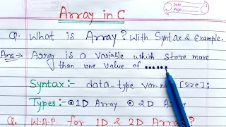 Array in C language | what is array explain with syntax and example program in c