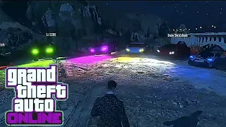 GTA 5 Online: Beautiful car meet and calling airstrike at a another car meet with people's reaction!