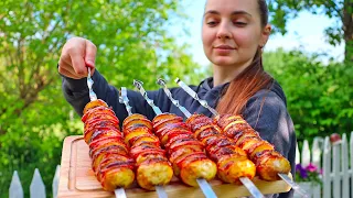 One Day of Life & Work in the Village | Potatoes with Salo Recipe Cooking in the Village. ASMR video