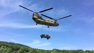 US Army CH-47 Chinook sling load a Humvee