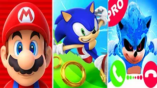 Super Mario Run vs Sonic Dash vs SONIC EXE Movie Call Prank