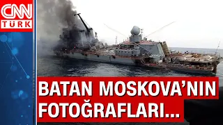 Rusya'nın amiral gemisi "Moskova"nın batma anları!