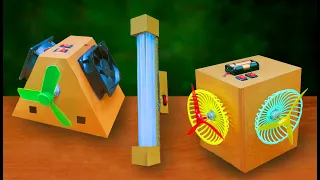 3 different simple item made with cardboard DC motor