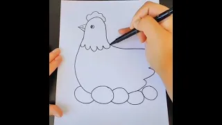 Hen Drawing | Easy Sketch | Simple Drawing| Kids Drawing