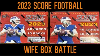 2023 Score Football Hobby Box Review | Wife Box Battle | 1/1 Jackpot!!! Panini Points GIVEAWAY!