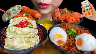 DIFFERENT TYPES OF NOODLES MUKBANG||SOFT BOILED EGG, SAUSAGE, DUMPLING, SPAM