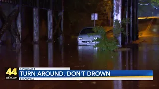 Witness first-hand the dangers of driving during flash flooding