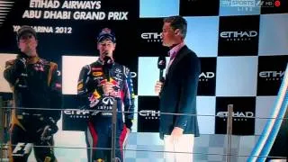 Abu Dhabi 2012 - Raikkonen and Vettel Swear on the Podium