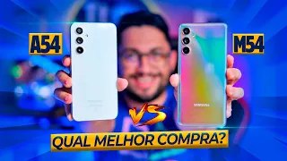 Galaxy A54 vs M54: QUAL é a MELHOR COMPRA? [Mais RECURSOS ou Mais BATERIA?]