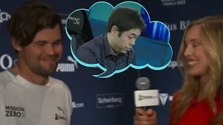 Magnus Carlsen on Hikaru Nakamura: "At least he is showing some signs of improvement."