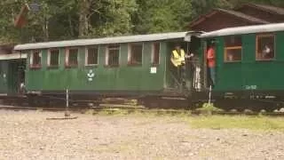 Train in the Rain, forest railway, station Paltin - Romania