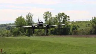 [HD] Vintage - Douglas C-47A Skytrain (DC-3) landing on grass strip [HD]