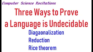 Recitation 13 0428 Prove a language is undecidable—Diagonalization, Reduction, Rice theorem—examples