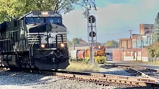 2 Trains Approach RR Diamond At Same Time!  See What Happens Next!   Logansport Indiana Trains TP&W