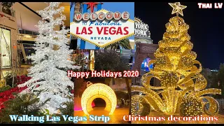 Walking Las Vegas Strip December 2020 Christmas decorations Decoraciones de navidad I क्रिस्मस सजावट