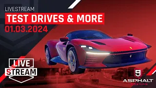 ASPHALT 9 - LIVESTREAM 01.03.2024 - TEST DRIVES, CLUB CLASH, MULTIPLAYER