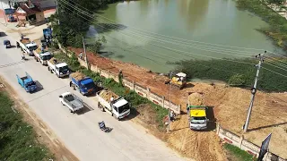 Great Work Smooth Operator Small KOMATSU Bulldozer And 5ton Dump Truck Land Filling Up