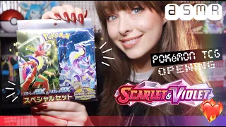 ASMR ❤️💜 Pokemon TCG Scarlet Violet Special Set Unboxing Part 2 ◦ Whispers, Tapping & Pack Crinkles!