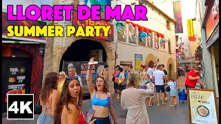 🇪🇸 Party Town Lloret de Mar Spain Summer Party 🌞 4K Walk