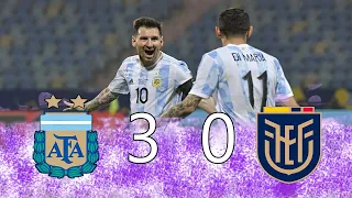 Argentina 3 vs Ecuador 0 - Cuartos de Final Copa América 2021 - Partido Completo