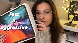 Asmr 100 so fast & aggresive triggers in 10 minutes ❤️ / not for sensitive ear