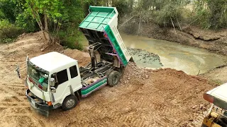 Best Update Landfill Project Expertly Komatsu Dozer D20p With Dump Trucks Process