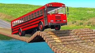 Flatbed Trailer Tractor vs Rails and Speed Bumps vs Cars - Deep Waters - BeamNG.Drive