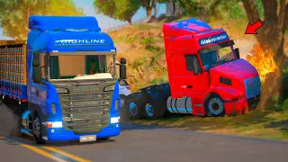 GTA 5 VIDA DE CAMIONEIRO | FLAGREI UM CAMINHAO BATIDO NO MEIO DA VIAGEM COM O SCANIA