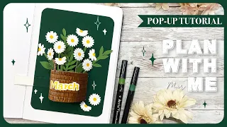 🌼 Daisy Bullet Journal🌱| March 2022 PLAN WITH ME | Pop-up Card Tutorial