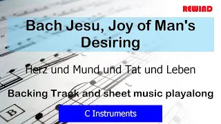 Bach Jesu, Joy of Man's Desiring Flute Violin Backing Track Sheet Music Playalong