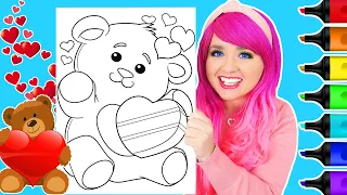 Coloring a Valentine's Day Bear Coloring Page | Ohuhu Art Markers