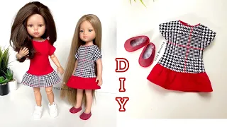 Dress for a doll with a jersey frill. Pattern + How to sew with your own hands for Paola Reina